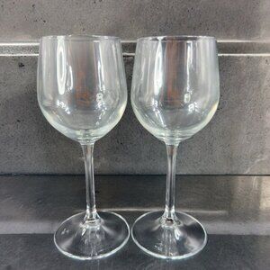 Bormioli Rocco Water Wine Glass Goblet Drinking Cups Clear Set 2 Marked Bottom